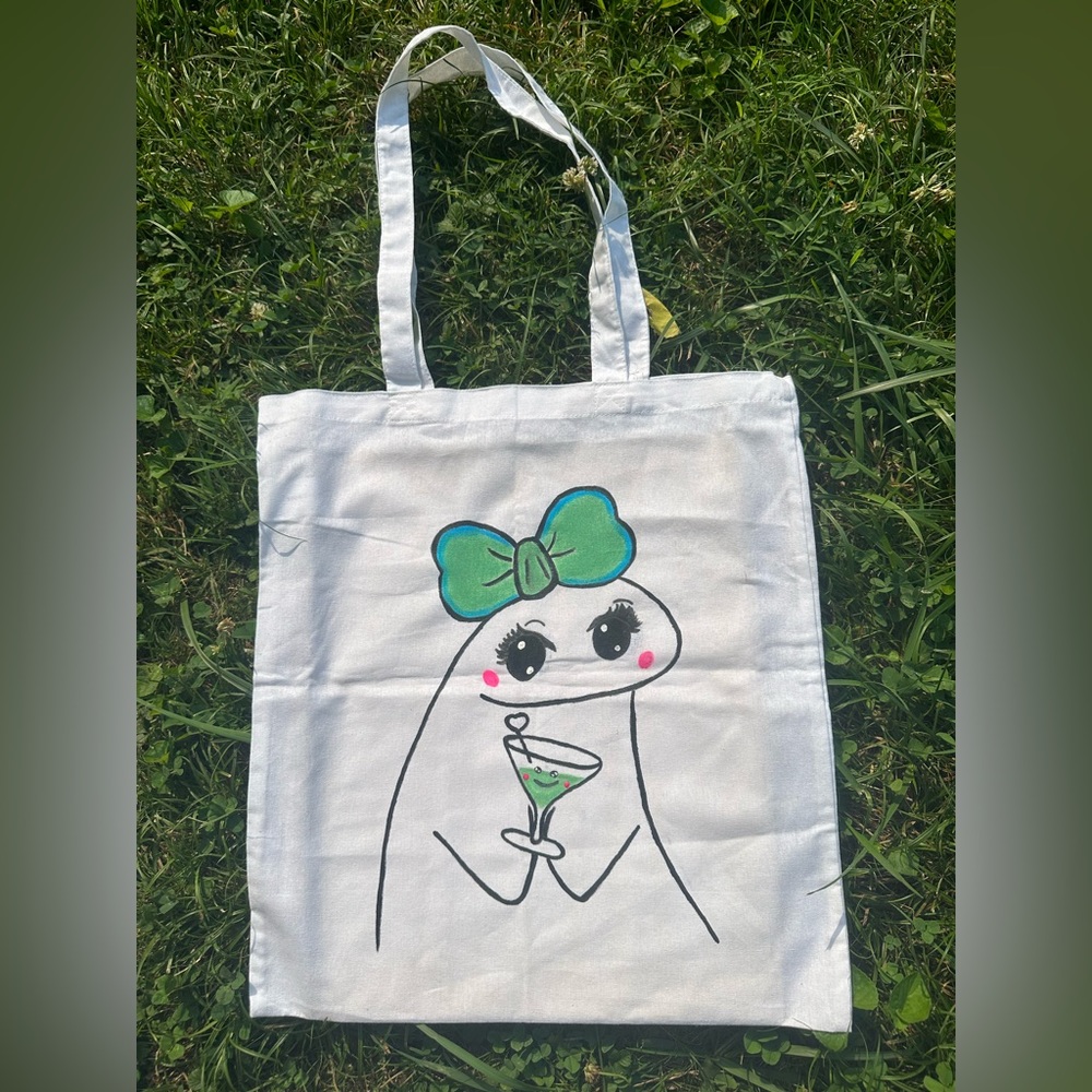 Hand- Painted Tote Bag. Cotton. Washable